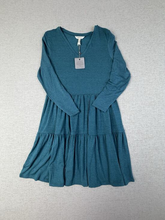 Matilda Jane Dresses & Skirts - Matilda Jane Women’s S Teal Modal Tiered V-Neck Long Sleeve Dress NWT